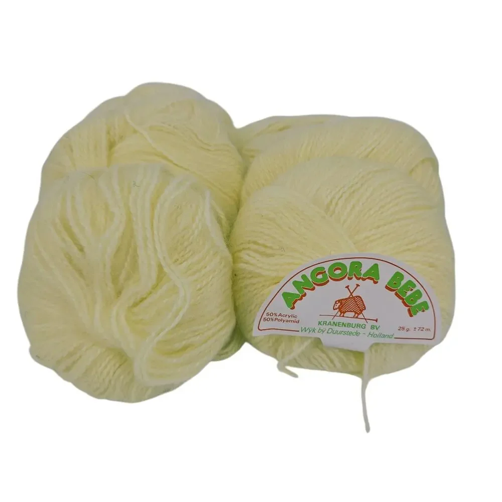 Lot 6 Vintage Kranenburg BV Angora Bebe yarn butter yellow DISCONTINUED 25g each